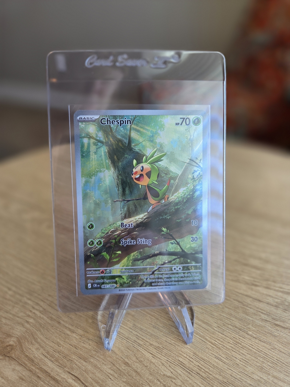 Pokémon Full Art Chespin Holo Card Chaos Rising Set  -Forest Artwork